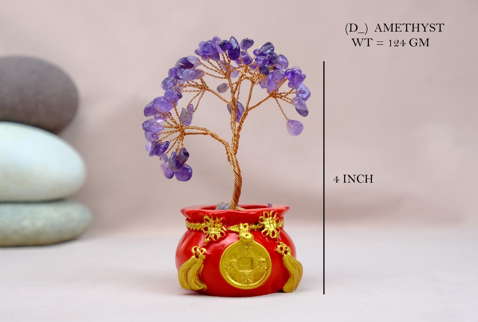 Crystal Tree Amethyst Red Pouch